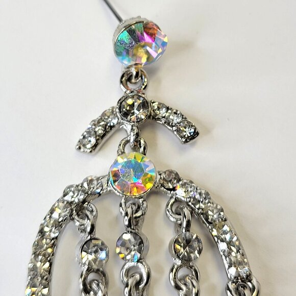 Chandelier Crystal Earrings Aurora Borealis Crystal Earrings Bridal Earrings - Picture 3 of 7